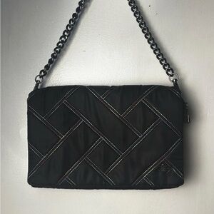 Lug Black Geometric Quilted Shoulder Bag